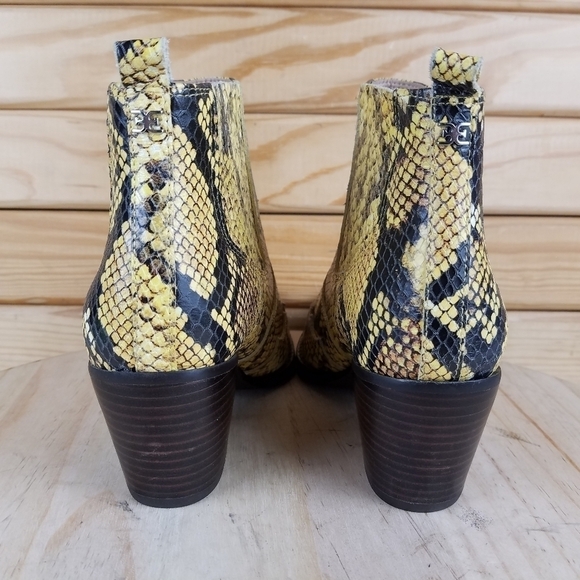 Leather Snake Print Western Ankle Boots 6 US Booties Slip-on NEW Sam Edelman - Picture 4 of 10